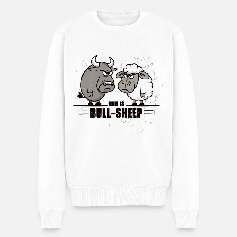 This is Bull-Sheep – Lustiges Wortspiel Design - Männer Premium Bio Pullover - Weiß