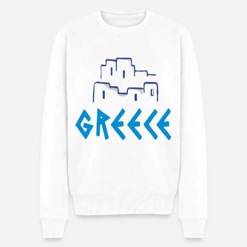 Greece - Männer Premium Bio Pullover - Weiß