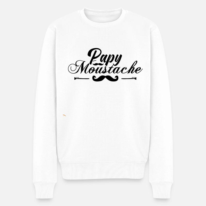 papy moustache, Idée cadeau d'élégance. - Pull Premium bio Homme - blanc