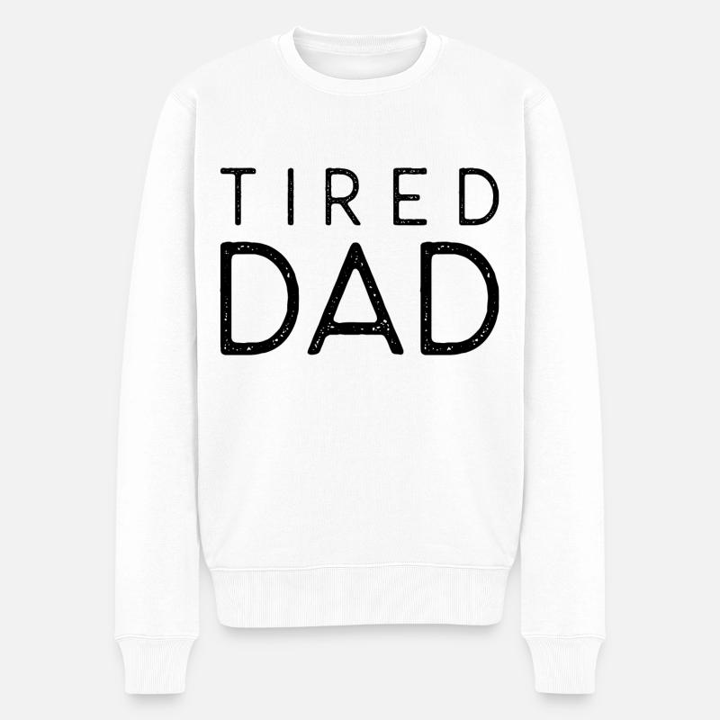 Müder Papa - Männer Premium Bio Pullover - Weiß