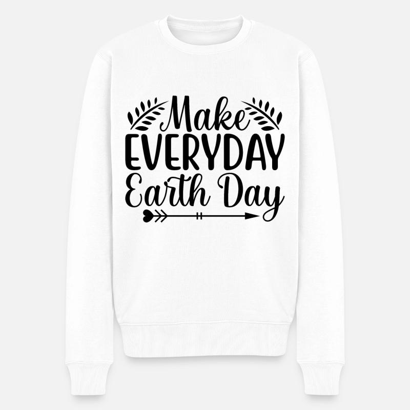 Make Everyday Earth Day - Männer Premium Bio Pullover - Weiß