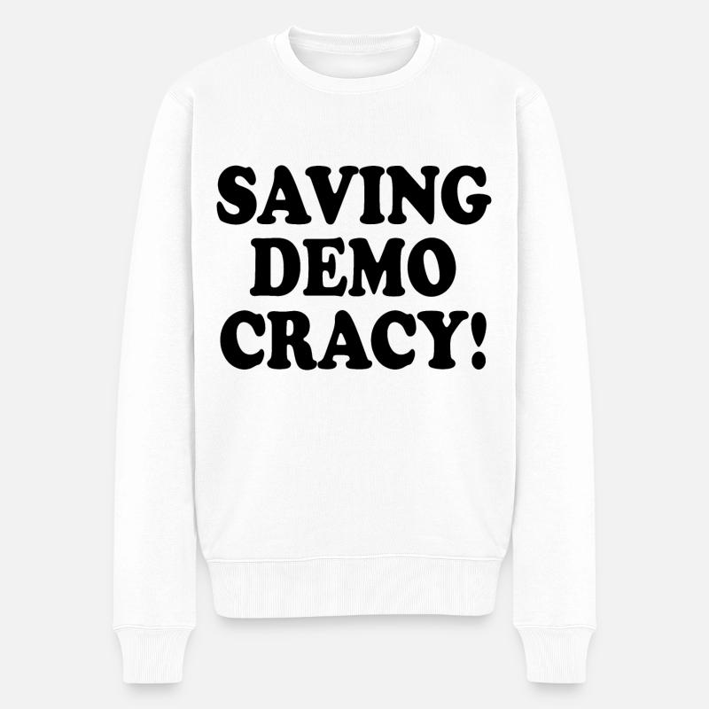 Saving democracy - Pull Premium bio Homme - blanc