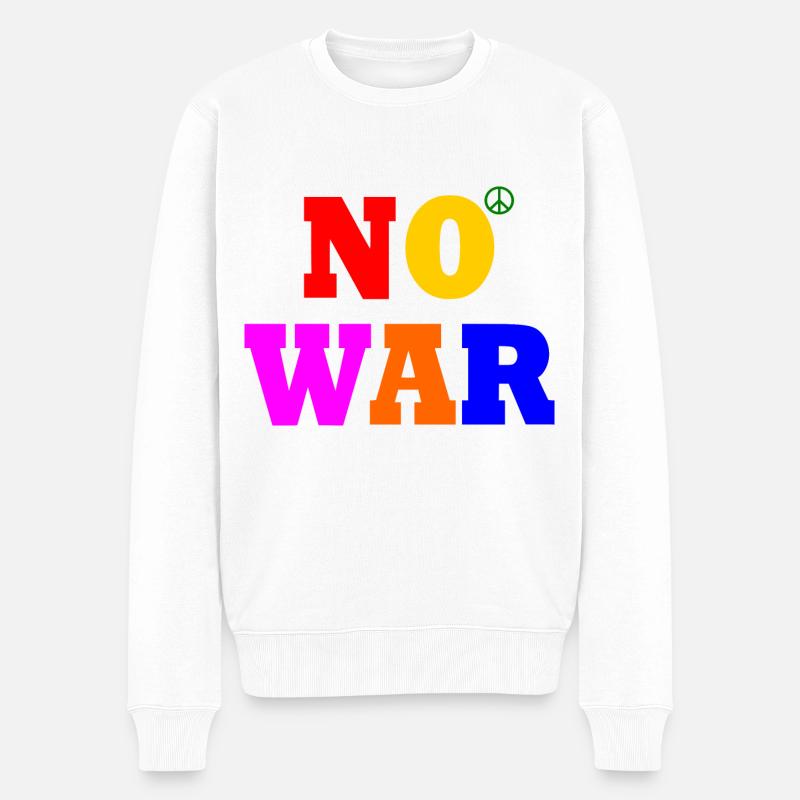 No war - Pull Premium bio Homme - blanc