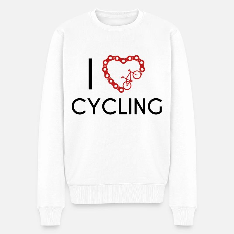 I Love Cycling - Männer Premium Bio Pullover - Weiß