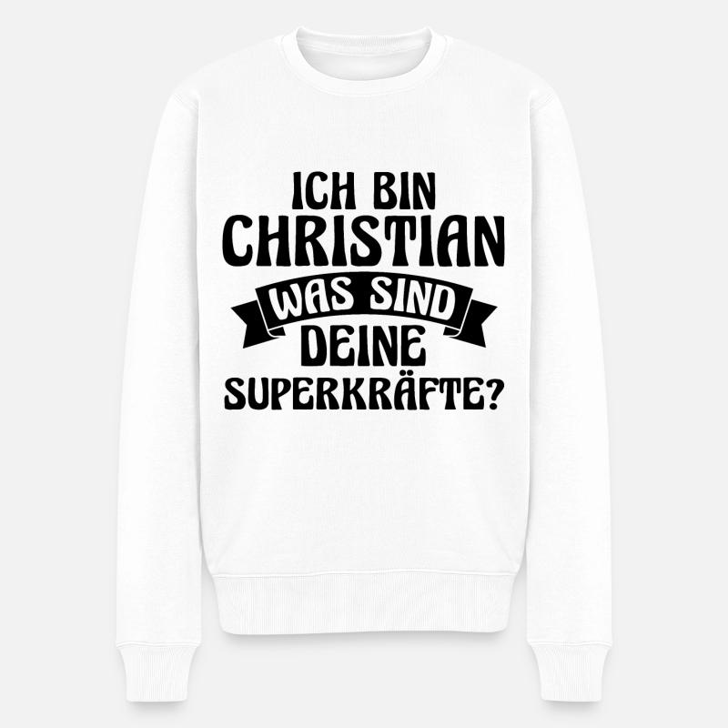 Prénom Chris Christian - Pull Premium bio Homme - blanc