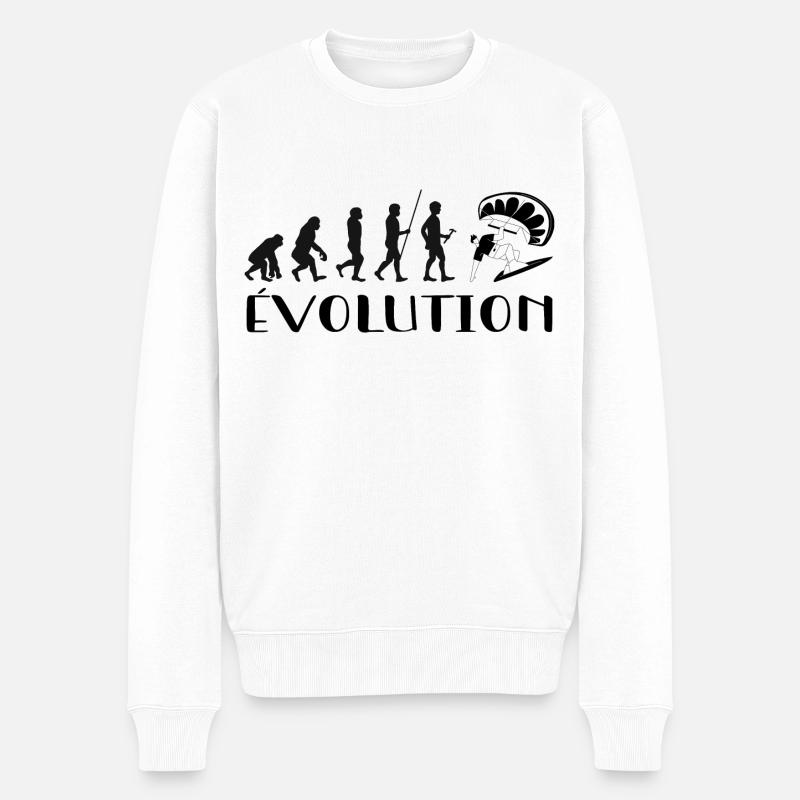 Evolution Vom Affen zum Surfer - Männer Premium Bio Pullover - Weiß