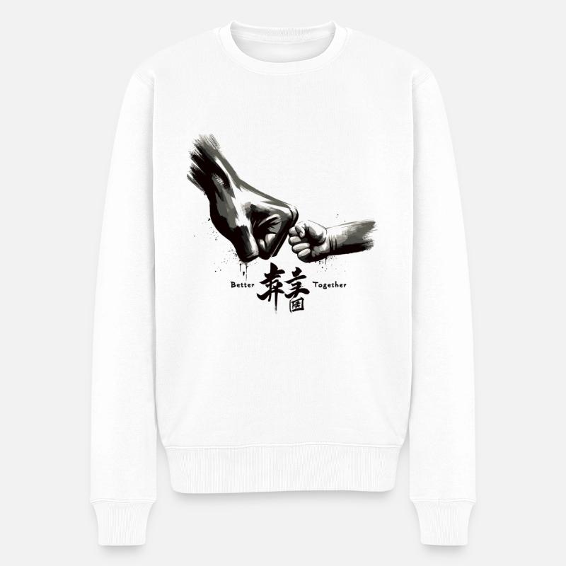 Zusammen Unschlagbar: Generationen-Faustbump - Männer Premium Bio Pullover - Weiß