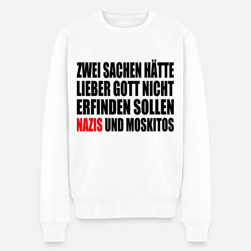 Fck nzs - nazis und moskitos - Männer Premium Bio Pullover - Weiß