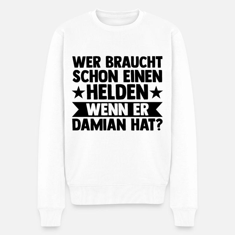Vorname Damian - Männer Premium Bio Pullover - Weiß