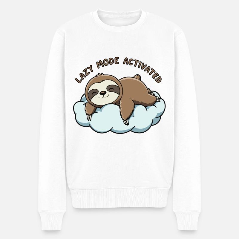 Paresseuse détendue sur le cloud - Pull Premium bio Homme - blanc