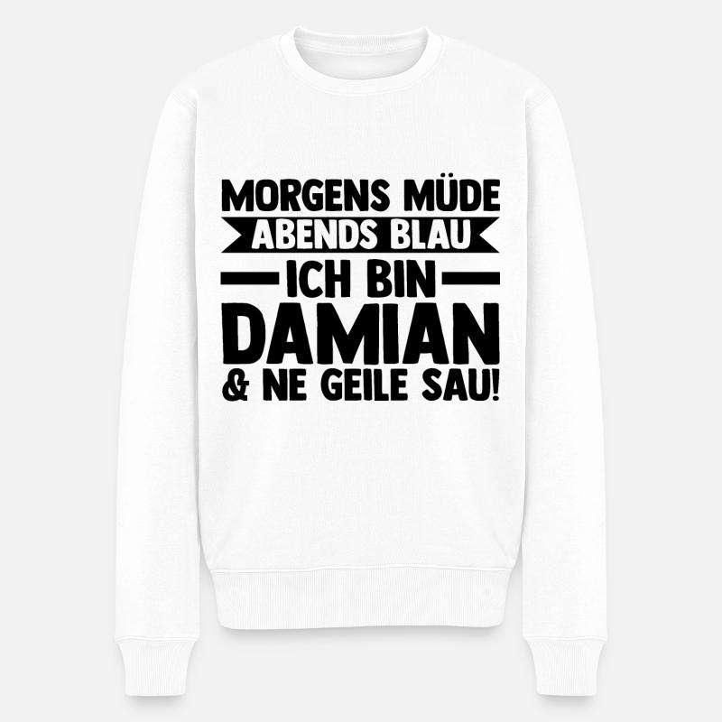 Vorname Damian - Männer Premium Bio Pullover - Weiß