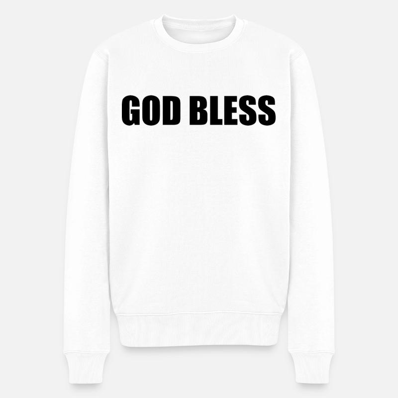 God bless - Pull Premium bio Homme - blanc