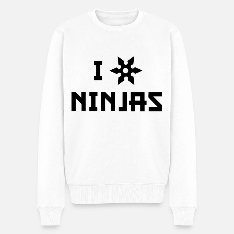 Ich liebe Ninjas - Männer Premium Bio Pullover - Weiß
