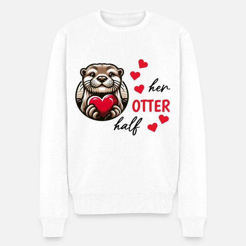 Loutre demi-amour cadeau - Pull Premium bio Homme - blanc