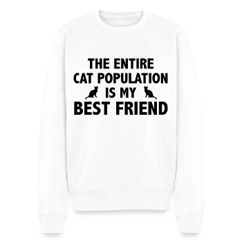 Toute la population de chats est mon meilleur ami - Pull Premium bio Homme - blanc - Devant - Thijin (182cm)