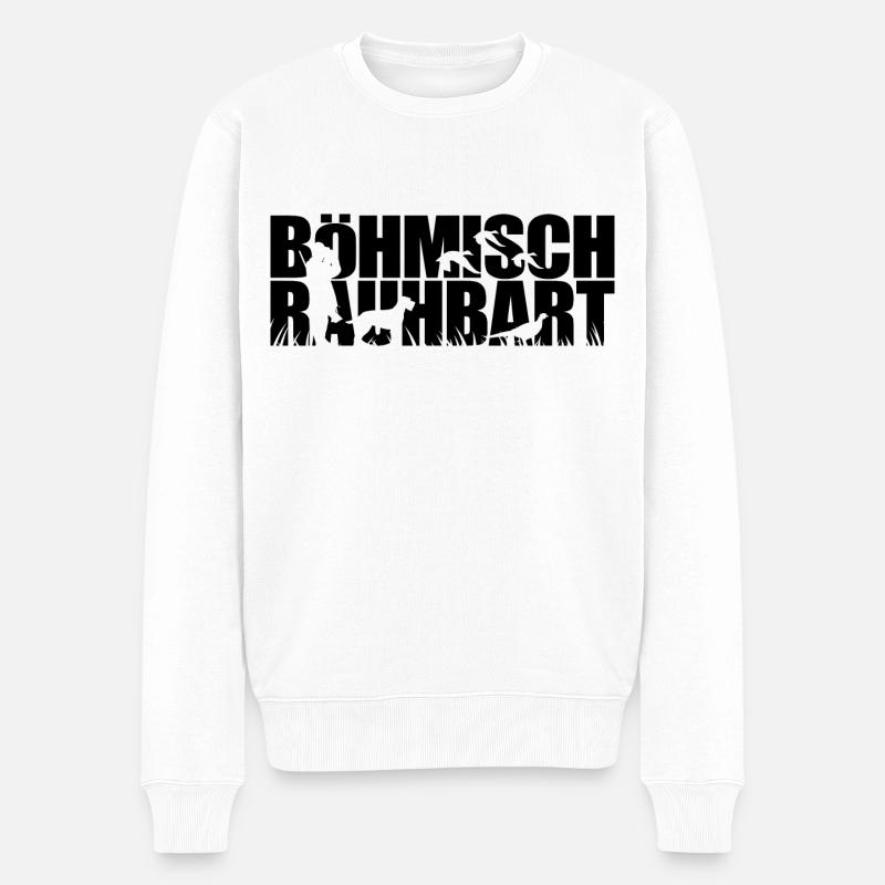 BÖHMISCH RAUHBART Jagdhunde Jagdhund Wilsigns - Männer Premium Bio Pullover - Weiß