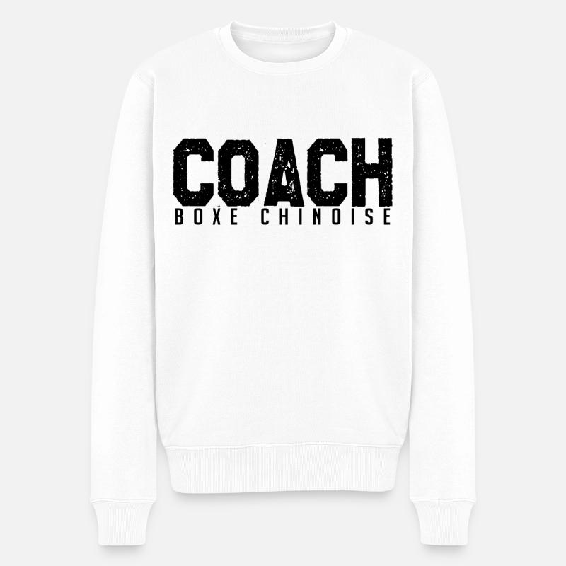 Chinesischer Boxtrainer. Chinesischer Boxtrainer. - Männer Premium Bio Pullover - Weiß