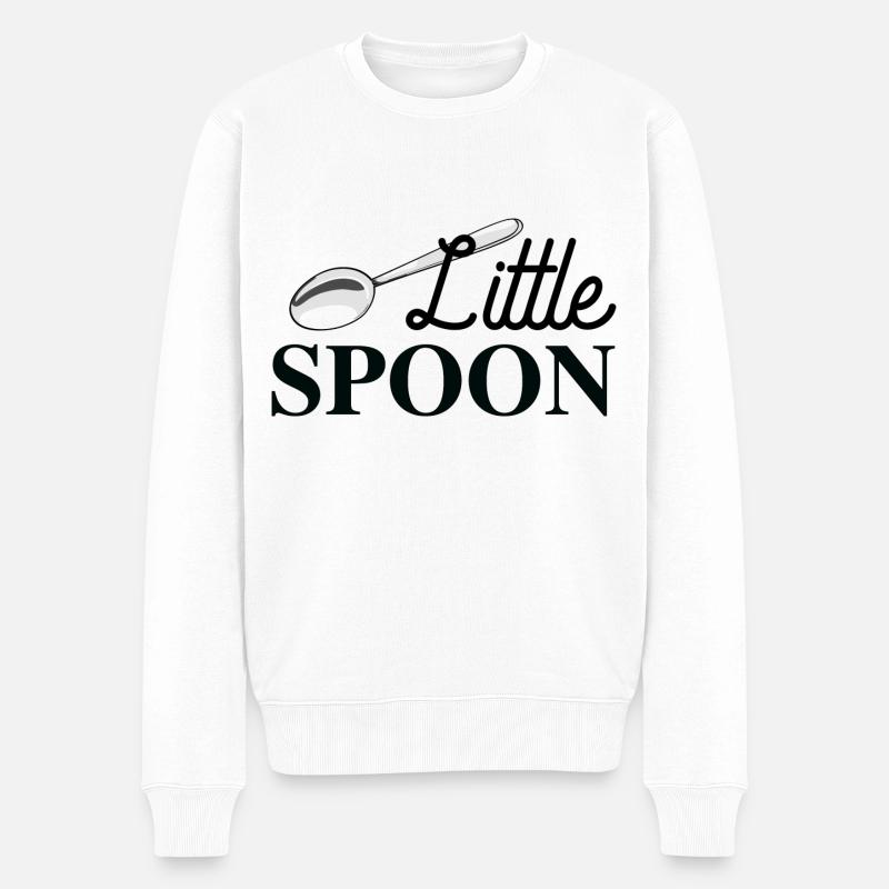 Großer Löffel und kleiner Löffel - Männer Premium Bio Pullover - Weiß