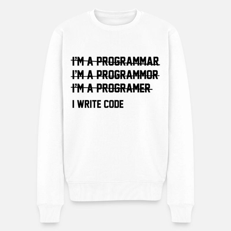 J’écris du code - Pull Premium bio Homme - blanc