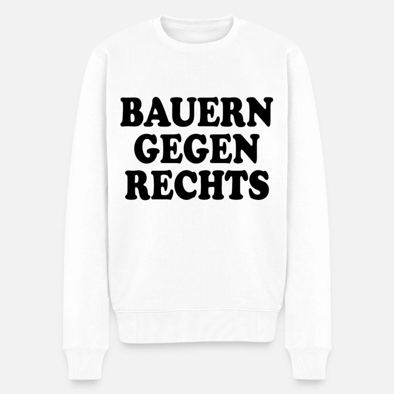 Bauern gegen rechts - Männer Premium Bio Pullover - Weiß