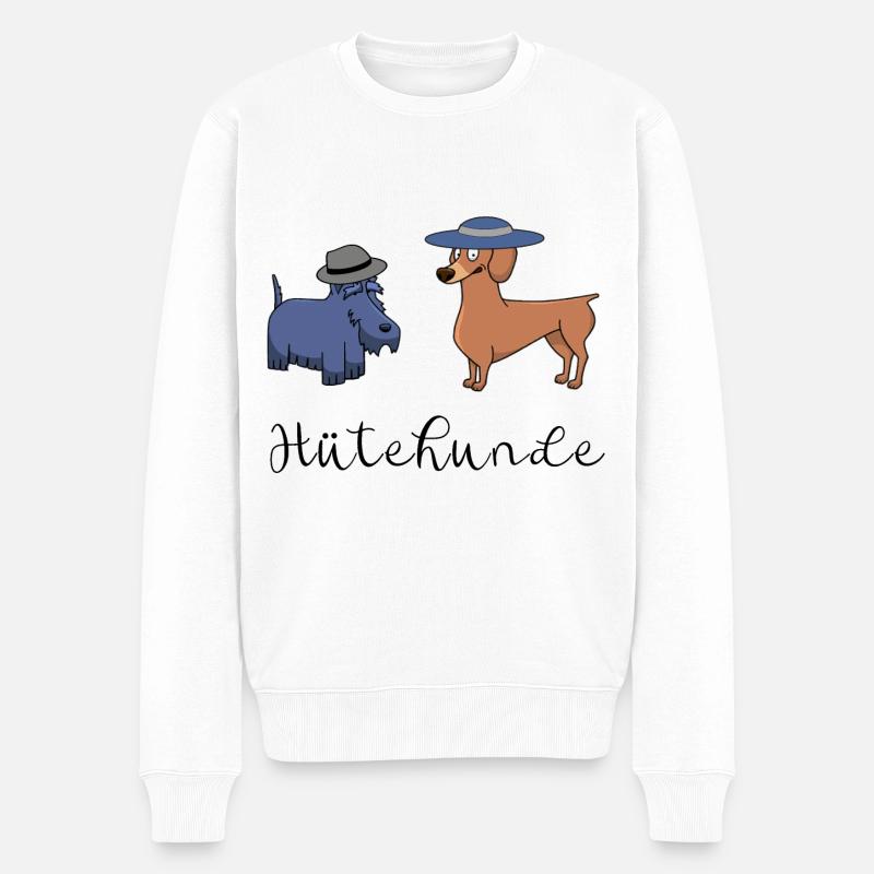 Huetehunde Hütehund Hunde mit Hut - Männer Premium Bio Pullover - Weiß
