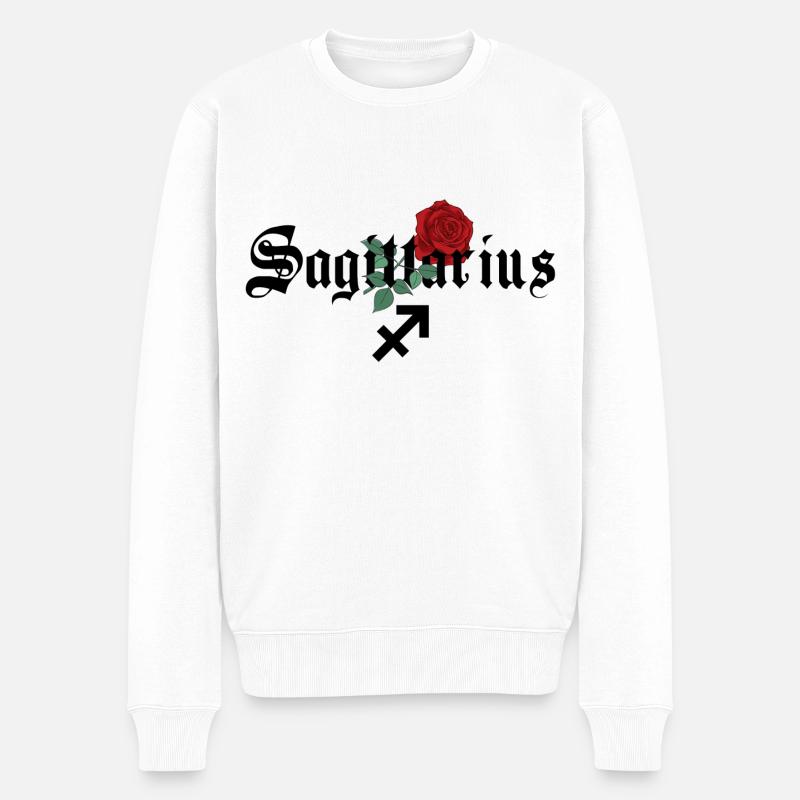 Schütze Sternzeichen Rose - Männer Premium Bio Pullover - Weiß