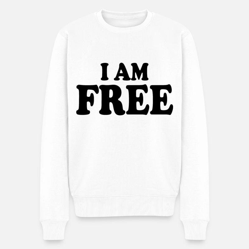 I am free - Pull Premium bio Homme - blanc