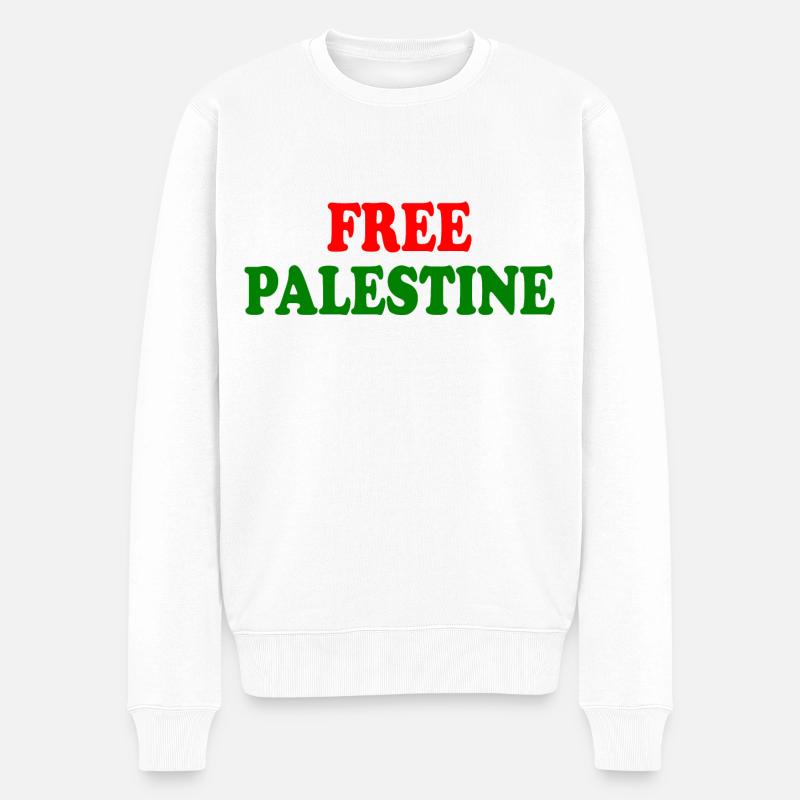 Free palestine - Männer Premium Bio Pullover - Weiß