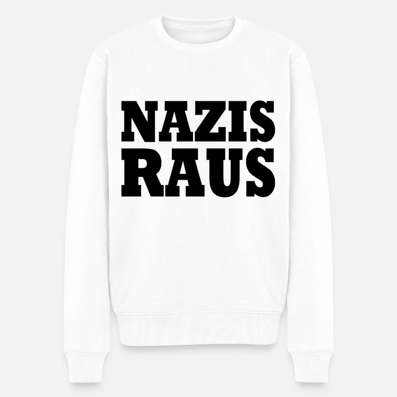 Nazis raus - Männer Premium Bio Pullover - Weiß