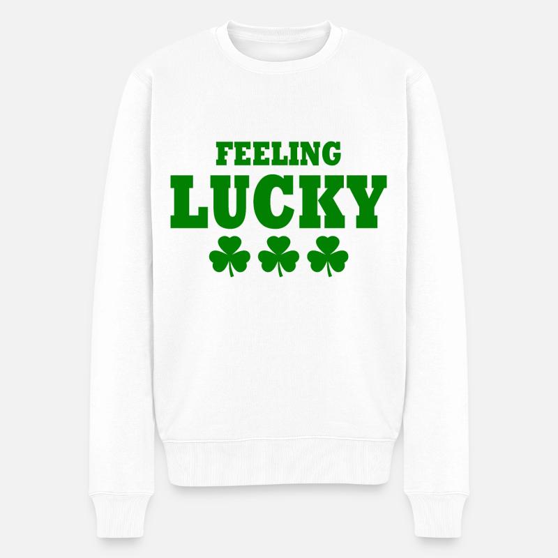 feeling lucky - Männer Premium Bio Pullover - Weiß