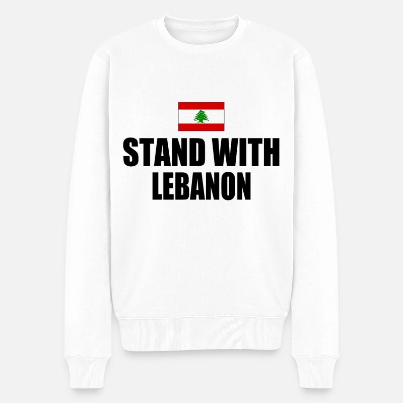 STAND WITH LEBANON - Männer Premium Bio Pullover - Weiß