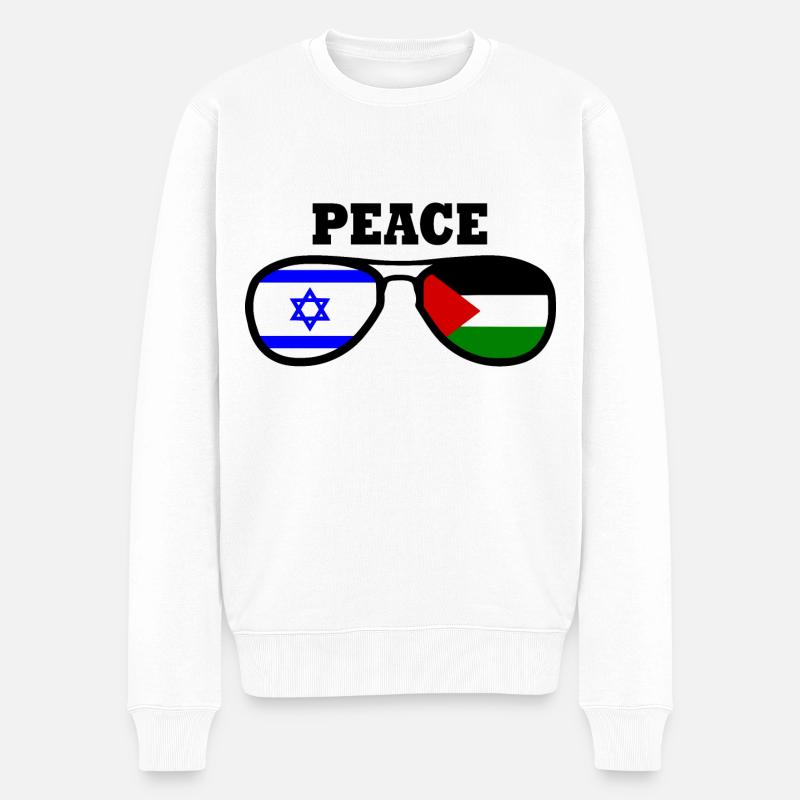 Free Palestine Israel frieden - Männer Premium Bio Pullover - Weiß