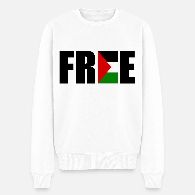 Free palestine - Männer Premium Bio Pullover - Weiß