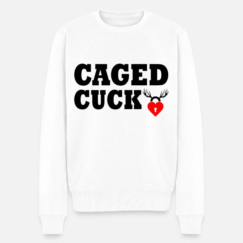 Cuckold caged cuck - Pull Premium bio Homme - blanc