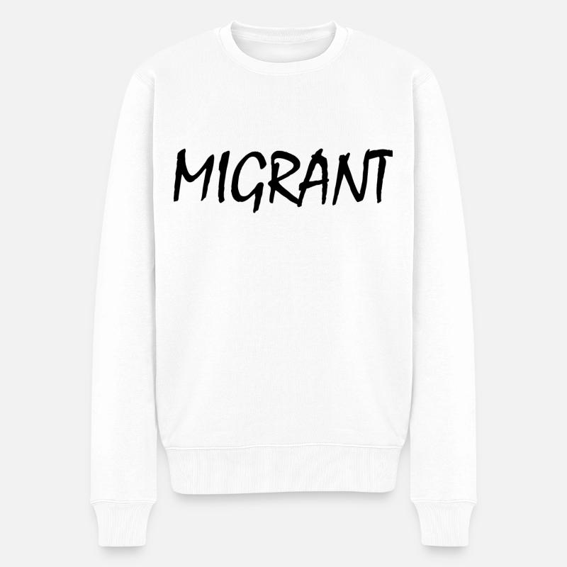 Migrant - Männer Premium Bio Pullover - Weiß