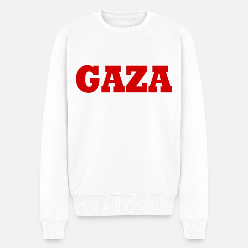 Gaza - Männer Premium Bio Pullover - Weiß