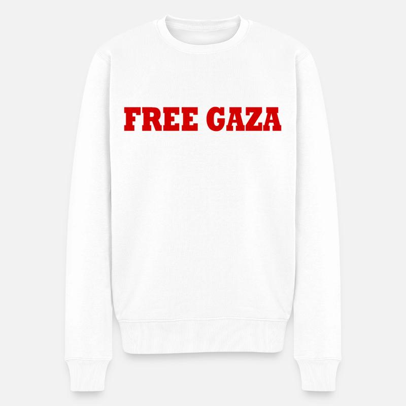 Free gaza - Männer Premium Bio Pullover - Weiß
