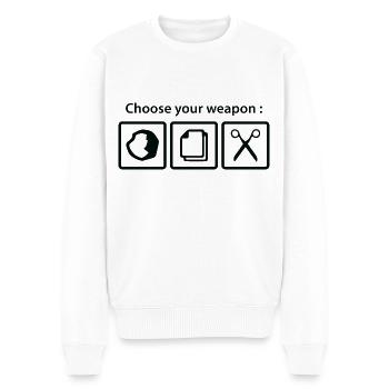 Wähle deine Waffe - Männer Premium Bio Pullover - Weiß - Vorne - Thijin (182cm)