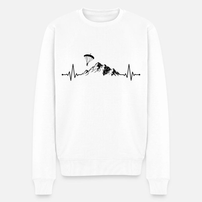 Gleitschirm Fallschirmspringen Berg Puls - Männer Premium Bio Pullover - Weiß