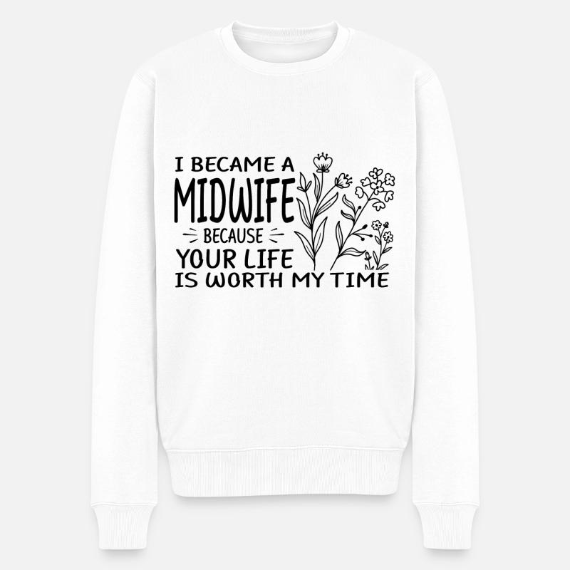 Geschenke für Hebammen - Männer Premium Bio Pullover - Weiß