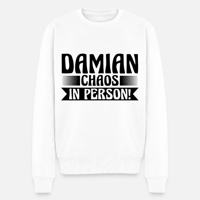 Vorname Damian - Männer Premium Bio Pullover - Weiß