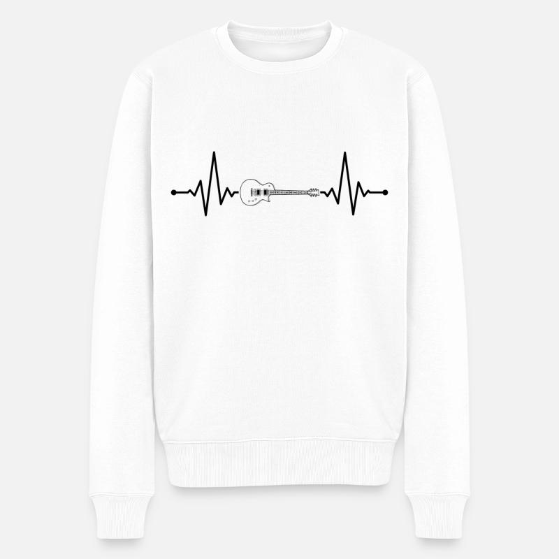 guitare électrique heartbeat pulse noir - Pull Premium bio Homme - blanc