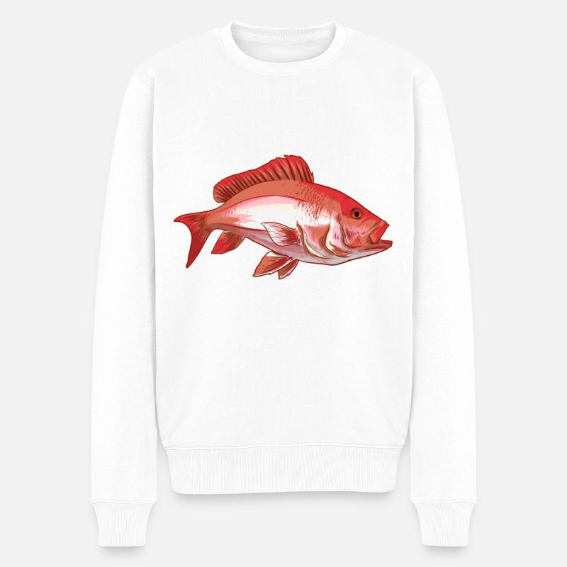 Poisson Rouge Snapper - Pull Premium bio Homme - blanc