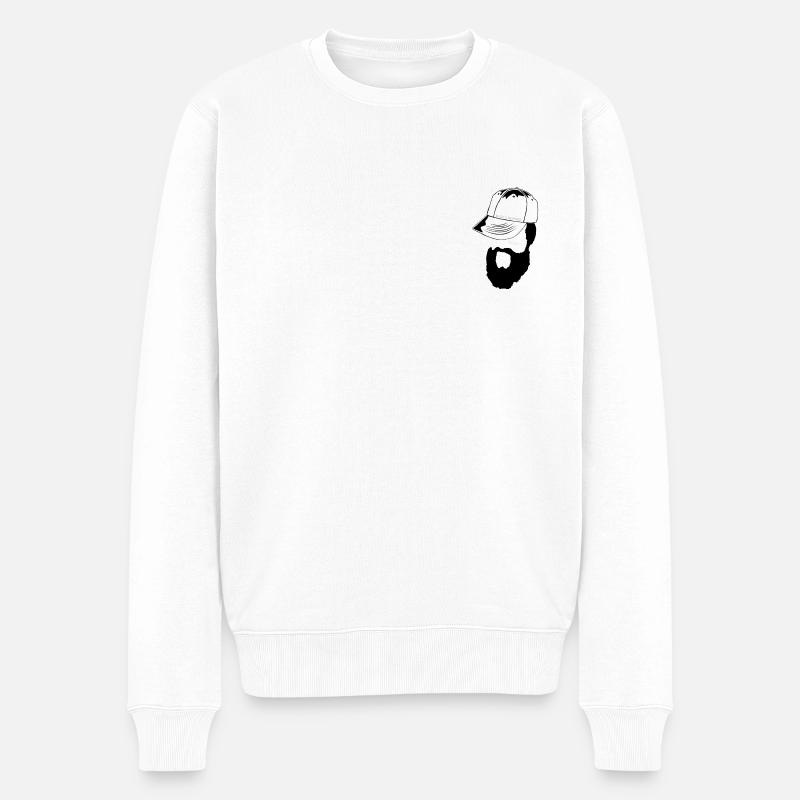 Bärtig und mit einer Kappe bedeckt! - Männer Premium Bio Pullover - Weiß