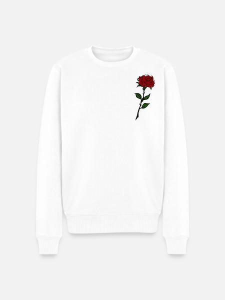 Rose - Männer Premium Bio Pullover - Weiß