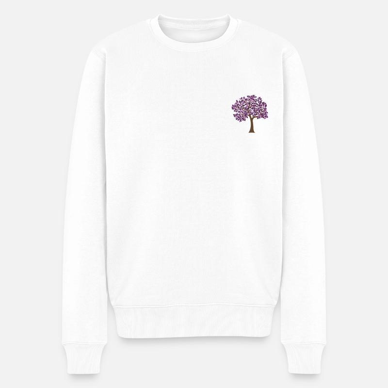 violetter Baum - Männer Premium Bio Pullover - Weiß