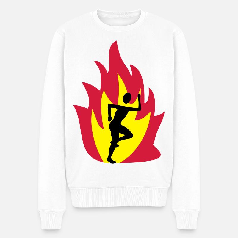 Läufer Flamme - Männer Premium Bio Pullover - Weiß