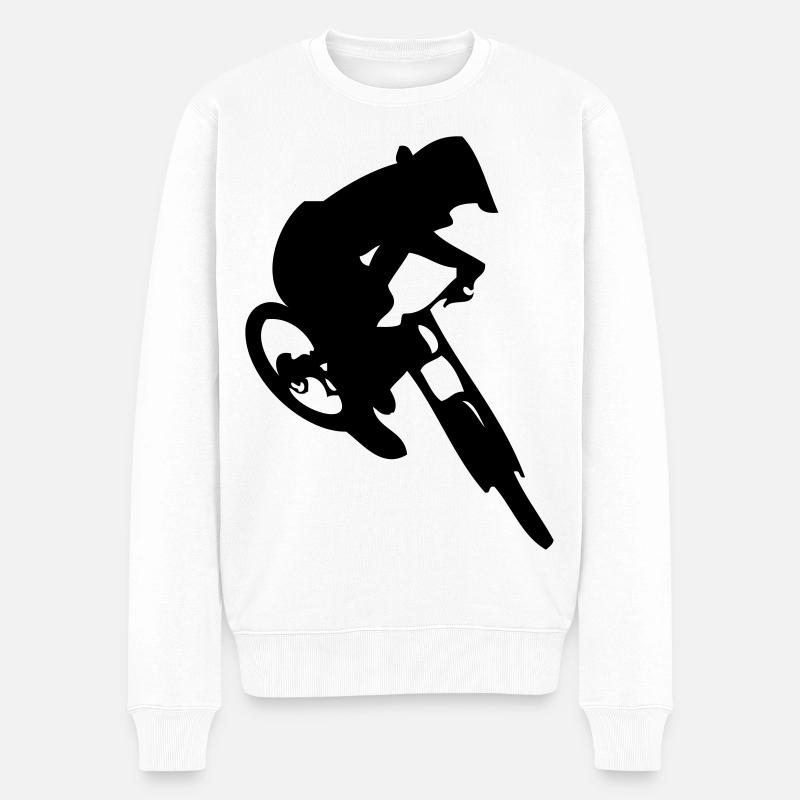 Saut en vélo de descente - Pull Premium bio Homme - blanc