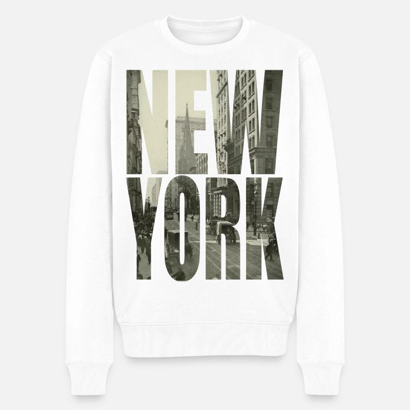 NEW YORK - Männer Premium Bio Pullover - Weiß