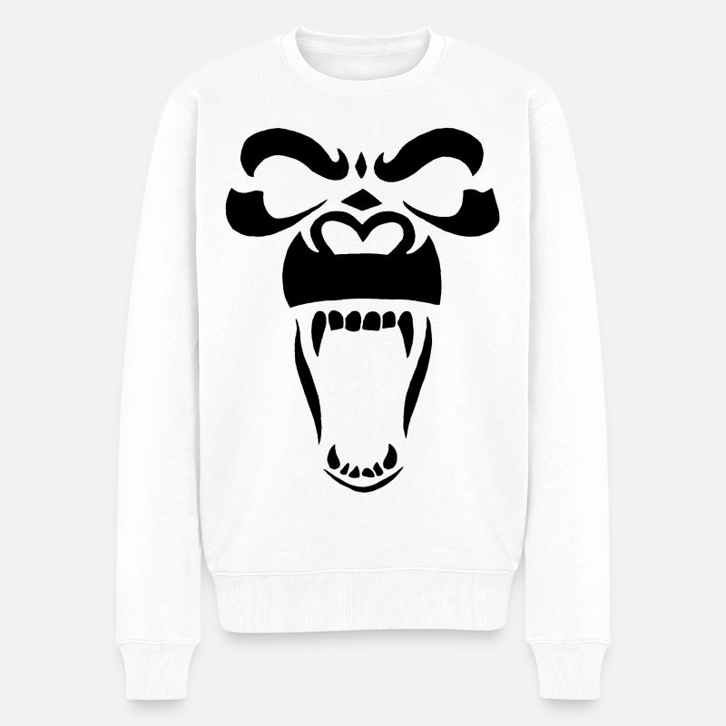 Schwarzer Gorilla - Männer Premium Bio Pullover - Weiß